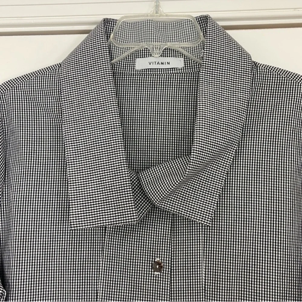 Vitamin A Black and White Gingham Button-Down Shirt - Picture 2 of 7